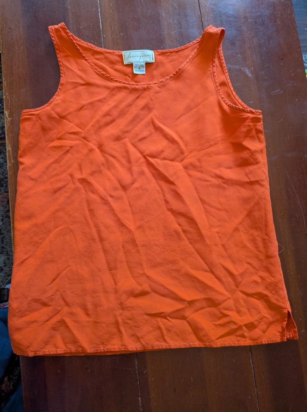 100% Silk Spenser Jeremy Orange Sleeveless Blouse